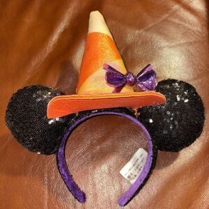 Disney Parks Candy Corn Ears Headband with Witch Hat
